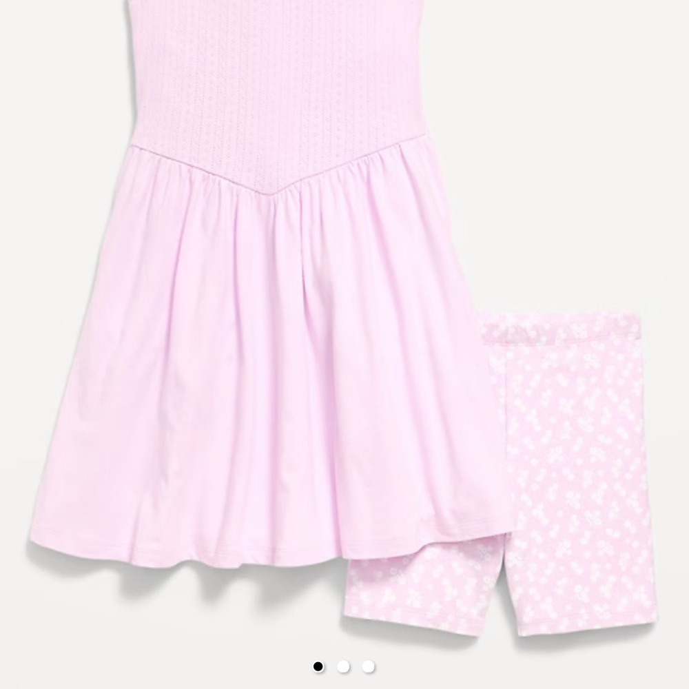 Old Navy Light Pink Smocked Dress with Floral Bike Shorts